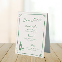 Menu de la barre verte à main blanche