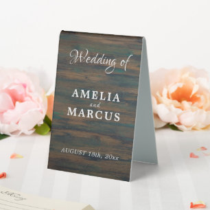 Plaque De Table Menu de mariage écriture en bois foncé rustique