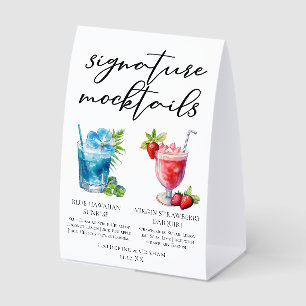 Plaque De Table Menu de mariage estival de mocktails signature de