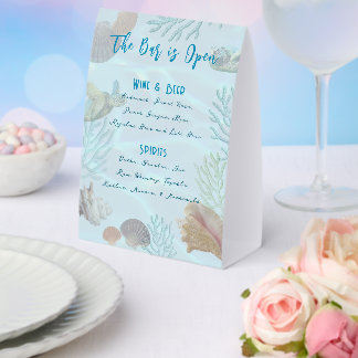 Plaque De Table Menu du bar de mariage Living Seas
