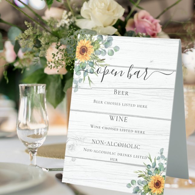 Plaque De Table Menu du bar en bois de Sunflower eucalyptus (Créateur téléchargé)