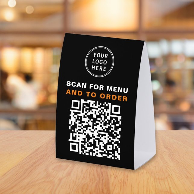 Plaque De Table Menu et commande par code QR Noir (Créateur téléchargé)