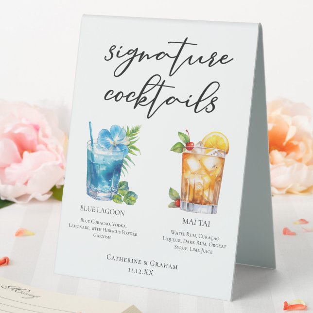 Plaque De Table Menu Mariage Cocktails Signature Tropical (In SItu (Mariage))