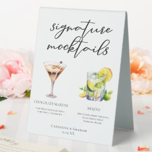 Plaque De Table Menu Mocktail Mojito Vierge Martini au Chocolat