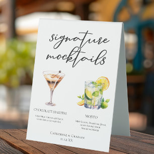 Plaque De Table Menu Mocktail Mojito Vierge Martini au Chocolat