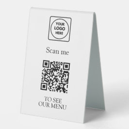 Plaque De Table Menu QR Code Moderne | Logo de restauration sans c