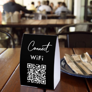 Plaque De Table Menu sans contact QR Connect WiFi Noir