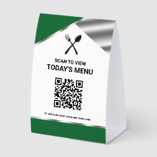 Plaque De Table Menu vert QR code sans contact de restaurant