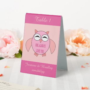 Plaque De Table Message d'amour mignon Accueil de mariage personna