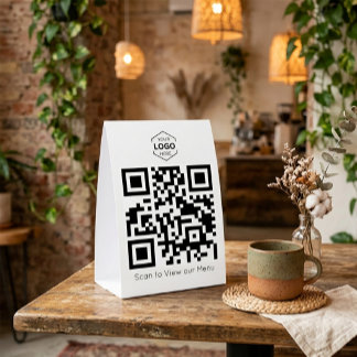 Plaque De Table Minimal Digital Menu scan QR Code
