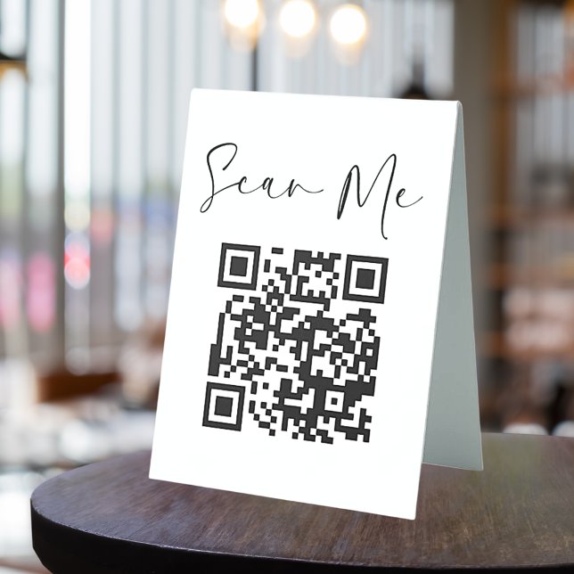Plaque De Table Minimaliste QR Code Scan Me Business (Créateur téléchargé)