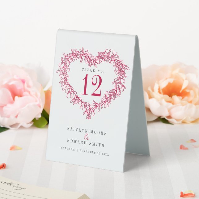 Plaque De Table Mistletoe couronne d'hiver mariage rouge numéro de (In SItu (Mariage))