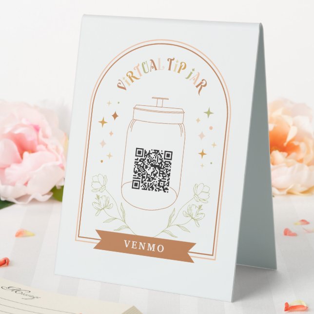 Plaque De Table Mobile Tip Jar QR Code Cash App Tent Sign (In SItu (Mariage))
