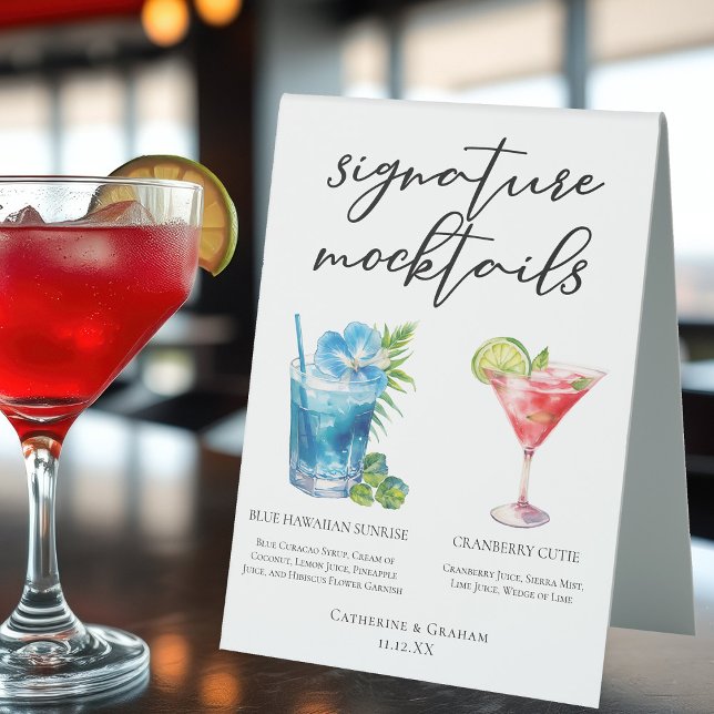 Plaque De Table Mocktails d'été Blue Hawaiian Cranberry Cutie (Créateur téléchargé)