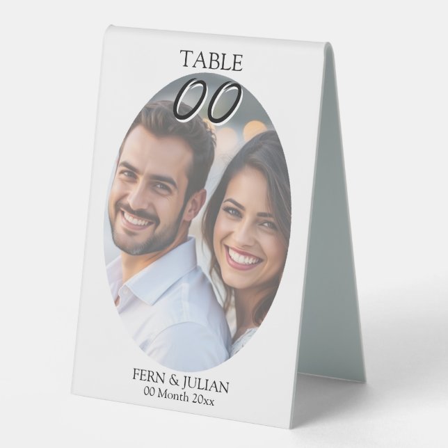 Plaque De Table Modern editable wedding photo couples shower oval (Recto)