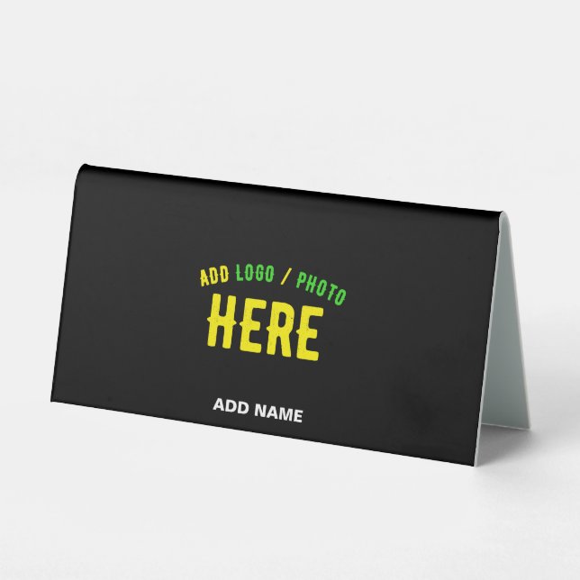 PLAQUE DE TABLE MODERNE ET MODERNE PERSONNALISABLE NOIR VÉRIFIÉ (Recto)