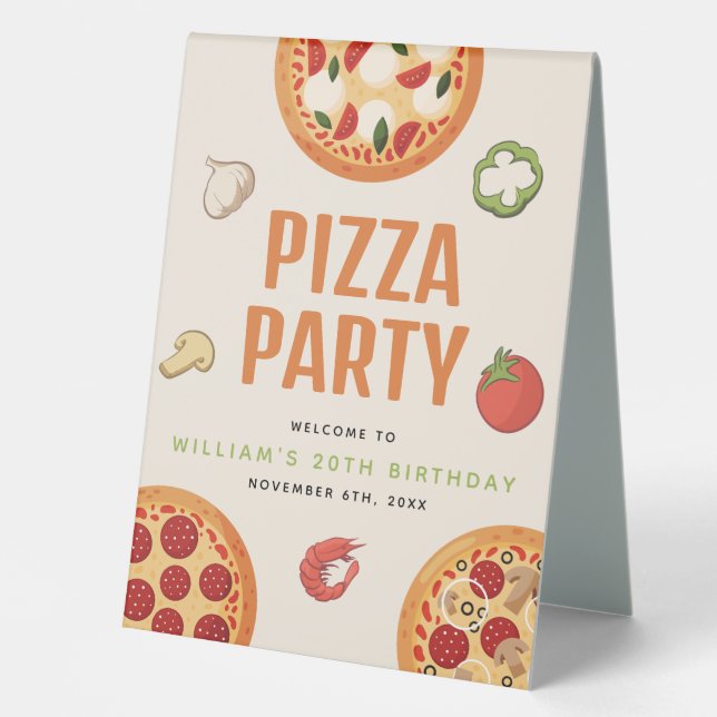 Plaque De Table Moderne & Italien Pizza Party pour toutes les occa (Recto)