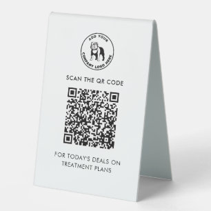 Plaque De Table Moderne Simple QR Code et Business Logo Vet Tech
