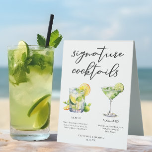Plaque De Table Mojito Margarita Signature Cocktails Menu Mariage