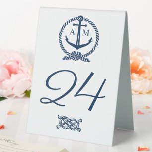 Plaque De Table Monogramme du Mariage d'Ancre bleu marine