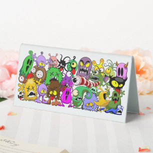 Plaque De Table Monstres caractères mignons Motif d'Halloween
