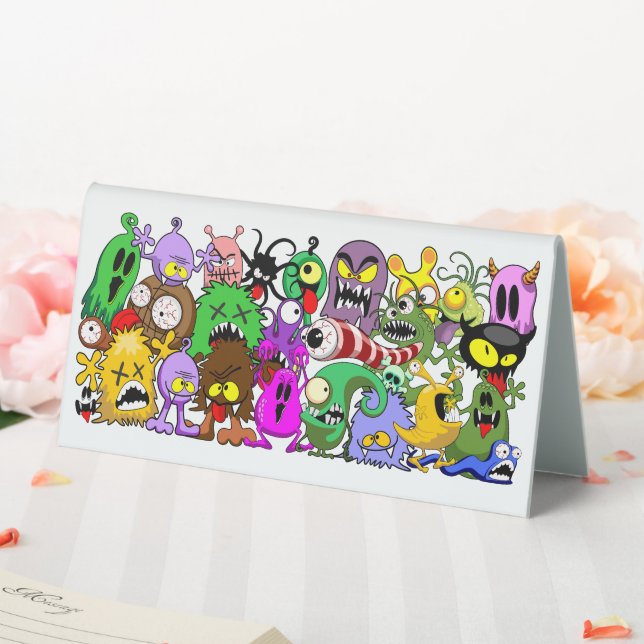 Plaque De Table Monstres caractères mignons Motif d'Halloween (In SItu (Mariage))