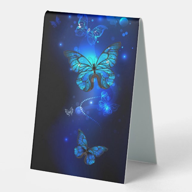 Plaque De Table Morpho Butterfly in the Dark Background (Recto)