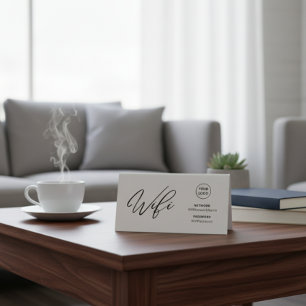 Plaque De Table Mot de passe Wifi d'entreprise moderne & Code Qr d