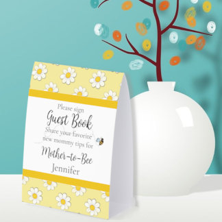 Plaque De Table Mother-to-Bee Baby Shower Guest Book Sign