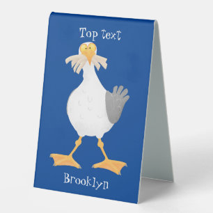 Plaque De Table Mouette drôle avec frites dessin animé