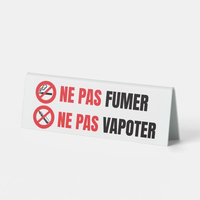 Plaque De Table Ne pas fumer, ne pas vapoter  (Verso)