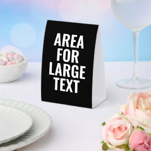 Plaque De Table Noir Blanc de Base avec Grand Nom ou Texte