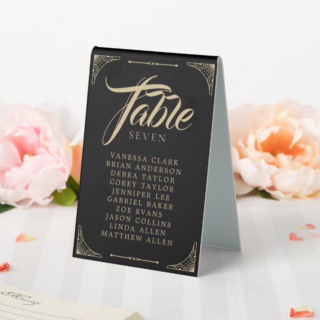 Plaque De Table Noir Elegant Art Déco Gold Retro Mariage (In SItu (Mariage))