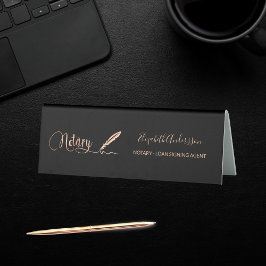 Plaque De Table Noir noir rose or élégant bureau de nom