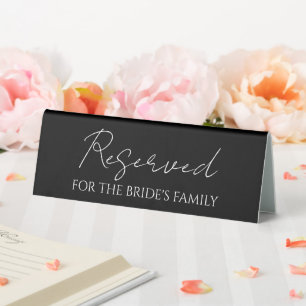 Plaque De Table Noir Réservé pour le Mariage de famille de Brides