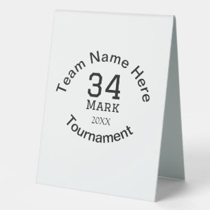 Plaque De Table Nom de l'équipe ici ajouter le nom du tournoi anné