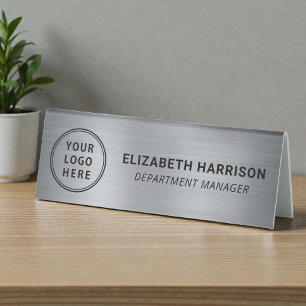 Plaque De Table Nom de logo d'entreprise en argent moderne