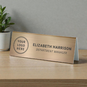 Plaque De Table Nom de logo d'entreprise en or moderne