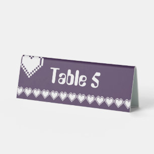 Plaque De Table Notre enseigne de table en forme de cœurs 8 bits v