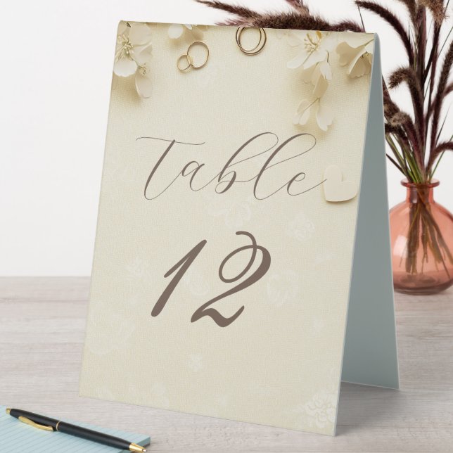 Plaque De Table Numéro de table de mariage beige moderne simple (En SItu (Tableau))