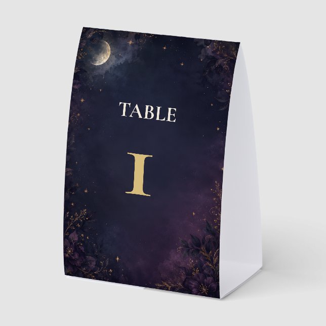 Plaque De Table Numéro de table de mariage gothique céleste éditab (Recto)