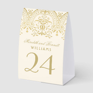 Plaque De Table Numéro de table de mariage Ivory Gold Vintage Glam