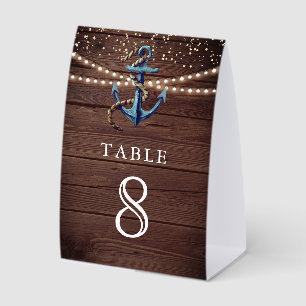 Plaque De Table Numéro de table de mariage nautique en bois Navy A