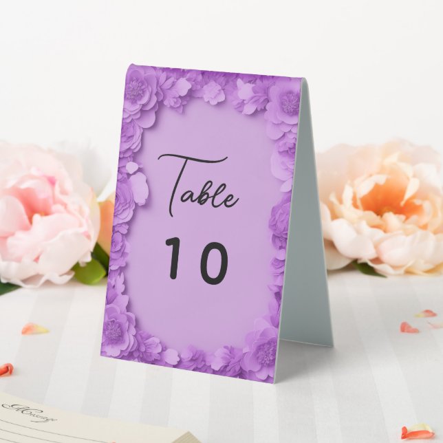 Plaque De Table Numéro de table fleurie violette (In SItu (Mariage))