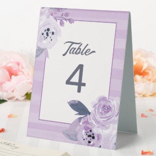 Plaque De Table Numéro de table floral violet lavande tendance