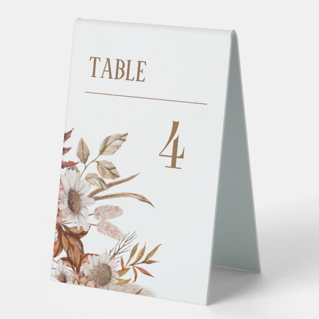 Plaque De Table Numéro de table Mariage bohème tendance (Recto)