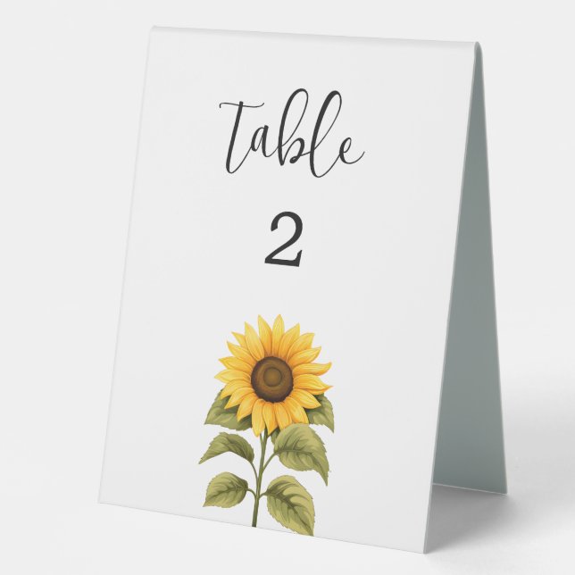 Plaque De Table Numéro de table mariage de tournesol (Recto)