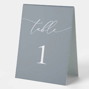 Plaque De Table Numéro de table minimaliste en gris bleu foncé