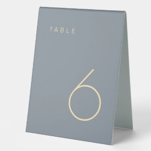 Plaque De Table Numéro de table minimaliste moderne Dusty bleu et 