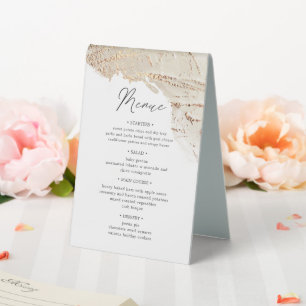 Plaque De Table numéro de table or texturé et menu mariage